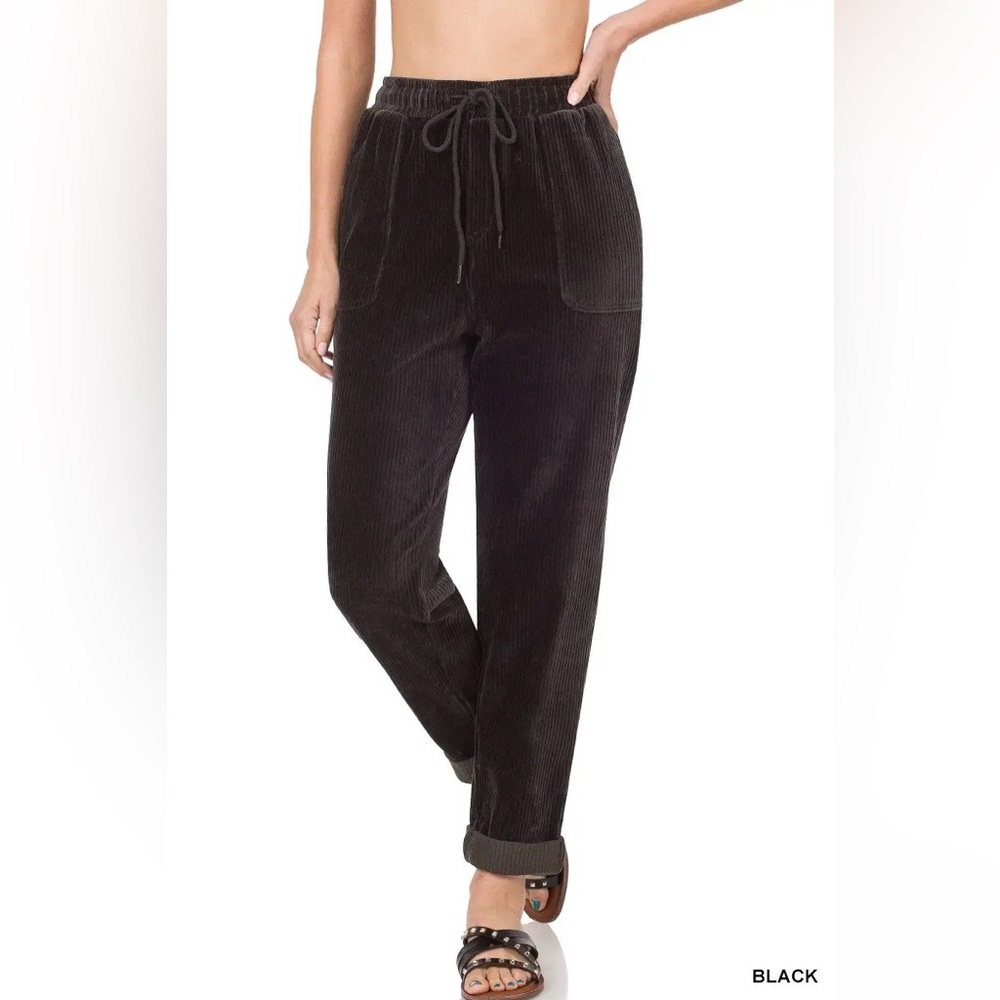 NWOT-Zenana Corduroy Drawstring Cuffed Pants